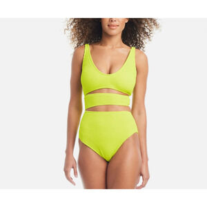 Bar III Women's Cut-Out One-Piece Swimwear Sunny Lime Size S 15277
